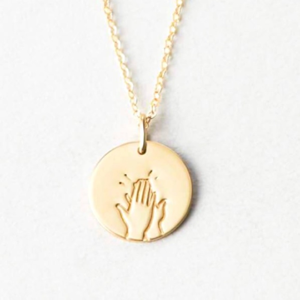 “High Five!” Hand Clap Dainty Cute Simple Necklace - Picture 1 of 16